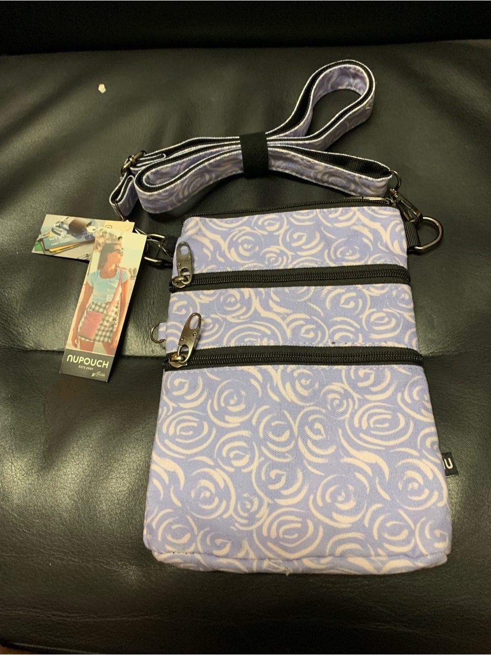 Lavender Rose Crossbody Bag Anti-theft 3 zippers & 2 back pocket NWT